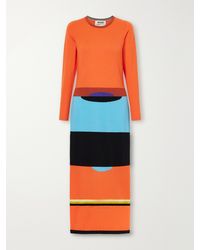 Christopher John Rogers - Striped Intarsia-Knit Merino Wool And Silk-Blend Maxi Dress - Lyst