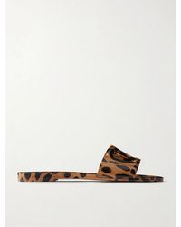 Dolce & Gabbana - Bianca Logo-Embossed Leopard-Print Rubber Flats - Lyst