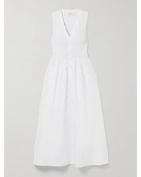 La Ligne - Shirred Cotton-Poplin Midi Dress - Lyst