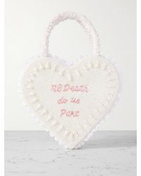 Clio Peppiatt - Til Death Do Us Part Lace-Trimmed Beaded Twill Tote - Lyst