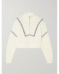 STAUD - Hampton Verkürzter Pullover Aus Einer Gerippten Baumwollmischung Mit Stickereien - Lyst