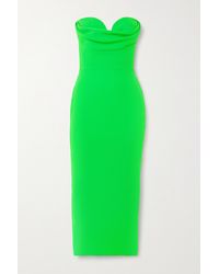 Alex Perry Darcy Strapless Draped Crepe Midi Dress - Green