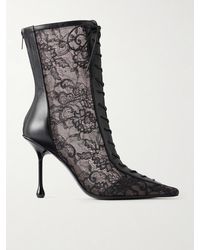 Jimmy Choo - Scarlett 95 Lace And Leather-Trimmed Ankle Boots - Lyst