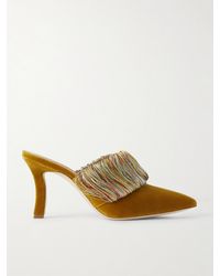 Manolo Blahnik - Caldean 90 Fringed Velvet Pumps - Lyst