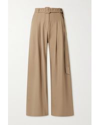Anna Quan Carlos Belted Pleated Twill Wide-leg Trousers - Multicolour