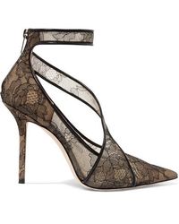 Jimmy Choo Hadlea 100 Leather-trimmed Corded Lace Pumps - Black