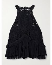 Sea - Bente Ruffled Cotton Crepon-Trimmed Lace Tank - Lyst