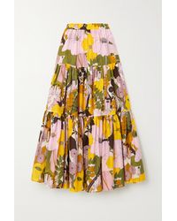La DoubleJ - Big Tiered Floral-print Cotton And Silk-blend Maxi Skirt - Lyst
