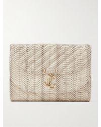 Jimmy Choo - Avenue Curve Clutch Aus Leder Mit Schlangeneffekt - Lyst