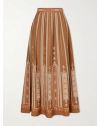 Emporio Sirenuse - Camille Embroidered Cotton-Blend Midi Skirt - Lyst