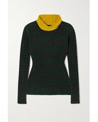 Wales Bonner Brixton Striped Ribbed Stretch-cotton Chenille Turtleneck Jumper - Green