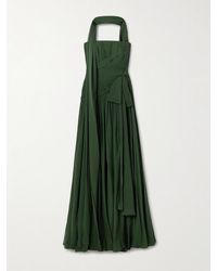 Elie Saab - Scarf-Detailed Pintucked Silk Crepe De Chine Gown - Lyst