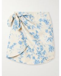 Agua Bendita - Agustina Bougainvillea Pareo Aus Leinen Mit Blumenprint Und Kunstperlen - Lyst