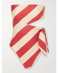 Zimmermann - Roselight Tie Bandeau Striped Swimsuit - Lyst