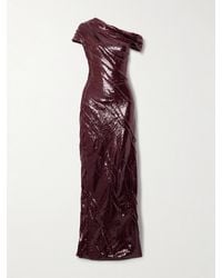 Marmar Halim - One-Shoulder Ruched Sequined Crepe Gown - Lyst