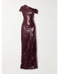 Marmar Halim - Asymmetrische Robe Aus Crêpe Mit Pailletten Und Raffungen - Lyst