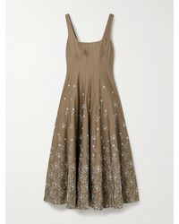 STAUD - Wells Midikleid Aus Popeline Aus Einer Baumwollmischung Mit Stickereien Und Falten - Lyst