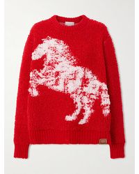 Stella McCartney - Oversized Distressed Jacquard-Knit Wool-Blend Fleece Sweater - Lyst