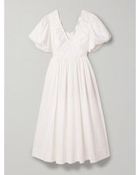 Aje. - Robe Midi En Popeline De Coton Biologique À Fronces Esmerie - Lyst