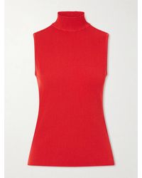 Loewe - Logo-Embroidered Ribbed-Knit Turtleneck Top - Lyst