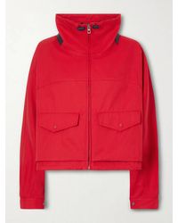 Loewe - Leather-Trimmed Anagram-Embroidered Cropped Cotton And Silk-Blend Gabardine Jacket - Lyst