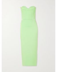 Alex Perry - Ansley Strapless Satin-Crepe Midi Dress - Lyst