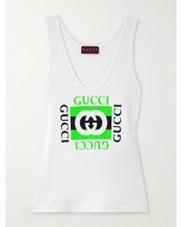 Gucci - Tanktop Aus Geripptem Baumwoll-Jersey Mit Print - Lyst