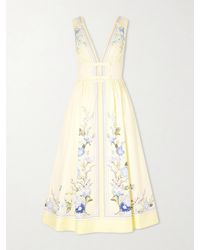 Self-Portrait - Bow-Detailed Floral-Print Cotton Midi Dress - Lyst