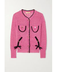 Cormio Ludovica Button-detailed Crocheted Linen, Cotton And Wool-blend Cardigan - Pink