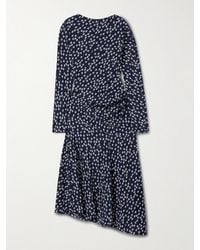 Proenza Schouler - Alina Draped Floral-Print Crepe Midi Dress - Lyst