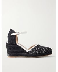 Manolo Blahnik - Espadrahi 90 Leather-Trimmed Canvas Espadrille Pumps - Lyst