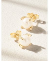 David Yurman - Cable Collectibles 18-Karat, Pearl And Diamond Earrings - Lyst