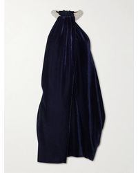 Stella McCartney - Embellished Draped Velvet Halterneck Mini Dress - Lyst