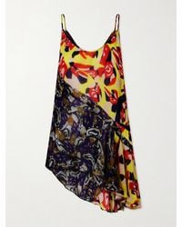 Dries Van Noten - Ruffled Printed Asymmetric Georgette Camisole - Lyst