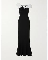 Roland Mouret - Asymmetrisches, Zweifarbiges Maxikleid Aus Cady - Lyst