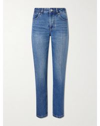 Victoria Beckham - Leather-Trimmed Low-Waist Flared Jeans - Lyst