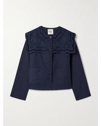 Sea - Marie Jacke Aus Einer Baumwoll-Leinenmischung Mit Lochstickerei - Lyst