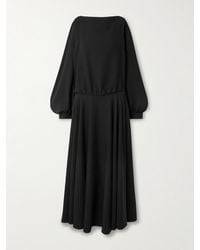 Balenciaga - Balloon Gathered Draped Cutout Silk And Wool-Blend Crepe Maxi Dress - Lyst