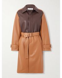 Loewe - Belted Two-Tone Leather Coat - Lyst