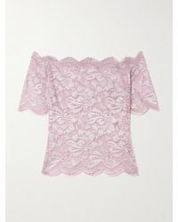 Rabanne - Off-The-Shoulder Metallic Stretch-Lace Top - Lyst