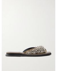 Dries Van Noten - Embellished Snake-Effect Leather Slides - Lyst