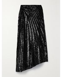 A.L.C. - Tori Asymmetric Pleated Sequined Tulle Midi Skirt - Lyst