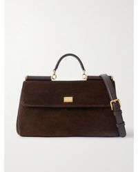 Dolce & Gabbana - Sicily Small Leather-Trimmed Suede Shoulder Bag - Lyst