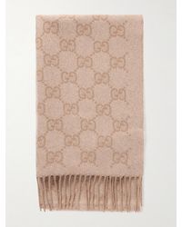 Gucci - Fringed Logo-Jacquard Metallic Cashmere-Blend Scarf - Lyst