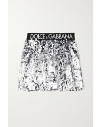 Dolce & Gabbana Minirock Aus Tüll Mit Pailletten Und Jacquard-besatz - Mettallic