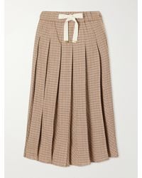 Moncler - Pleated Checked Wool-Blend Midi Skirt - Lyst