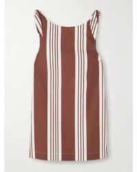 Posse - Rosie Tie-Detailed Striped Cotton Mini Dress - Lyst