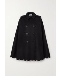 RED Valentino Double-breasted Scalloped Wool-blend Cape - Black