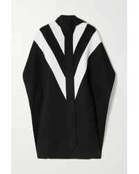 Valentino Überwurf Aus Einer Woll-kaschmirmischung Mit Zebraprint Und Lederbesätzen in Schwarz Damen Bekleidung Mäntel Capes 
