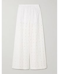 Miguelina - Lilly Hose Mit Weitem Bein Aus Baumwolle Mit Lochstickerei - Lyst